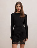 Eloise Long Sleeve Lace Mini Dress Black Forever New