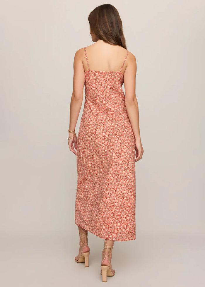 Emela Floral Midi Dress - Chili Pepper