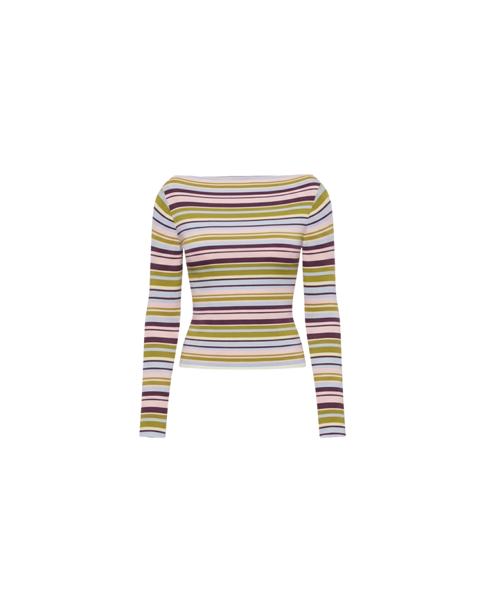 EMMA KNIT LONG SLEEVE BLUEBERRY PANCAKE STRIPE