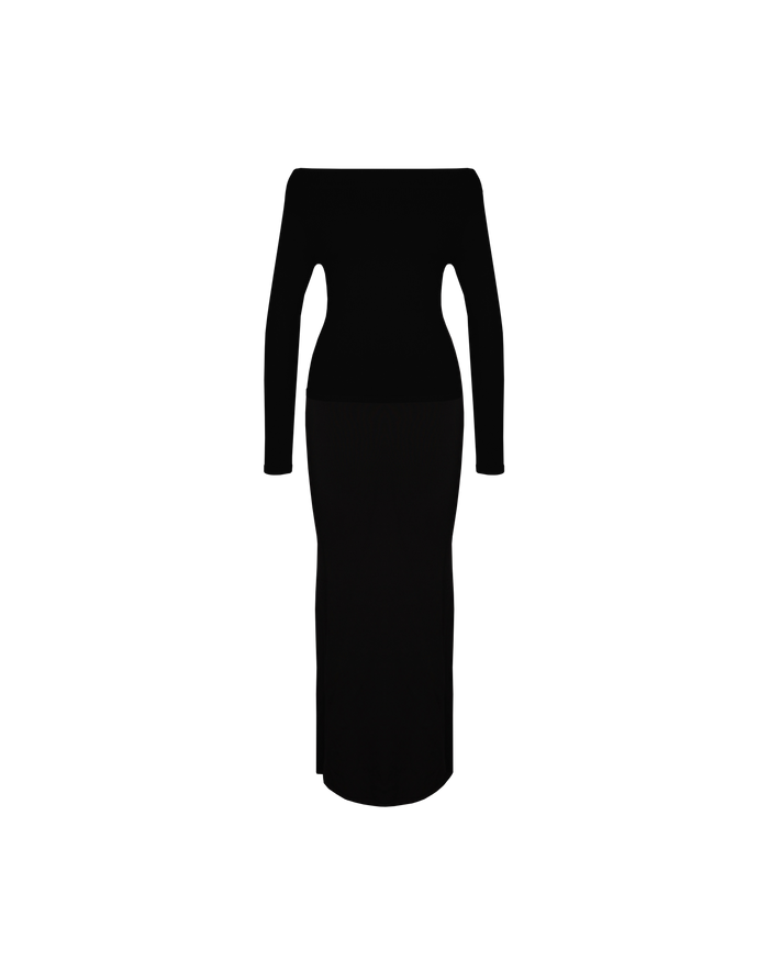 EMMA KNIT LONG SLEEVE DRESS BLACK