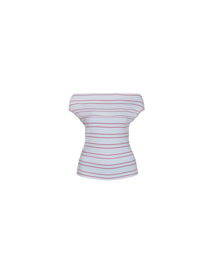 EMMA KNIT TOP BABY BLUE RED STRIPE