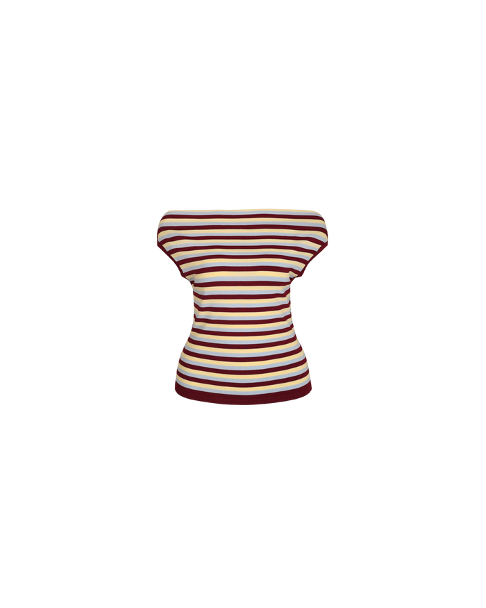 EMMA KNIT TOP BURGUNDY BUTTER BLUE STRIPE