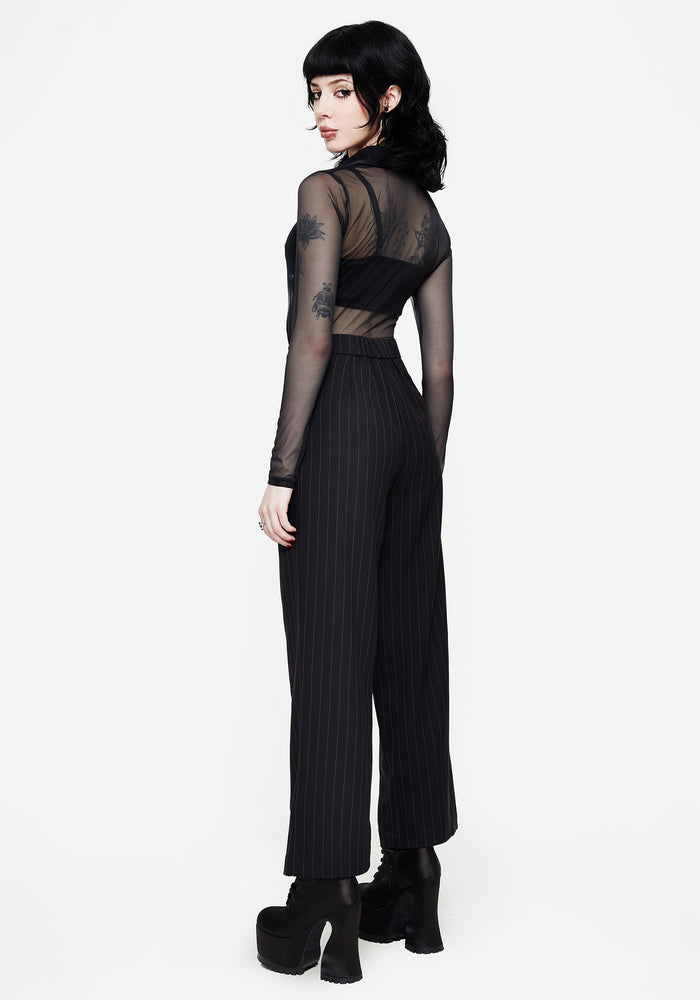 Enyo Belt Detail Stripe Wide Leg Trouser