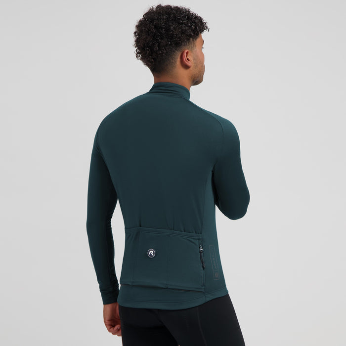 Rogelli Essential II fietsshirt heren blauw lange mouw gedragen achterkant.