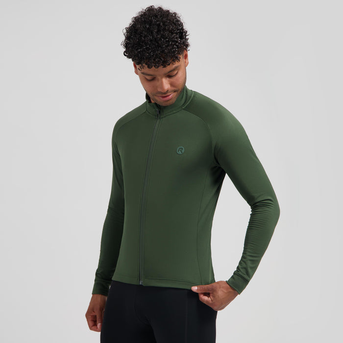 Rogelli Essential II fietsshirt heren groen lange mouw gedragen voorkant.