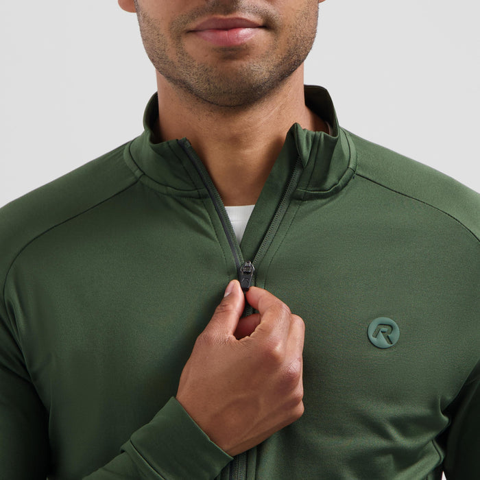 Detail van Rogelli Essential II fietsshirt heren groen lange mouw voorkant.