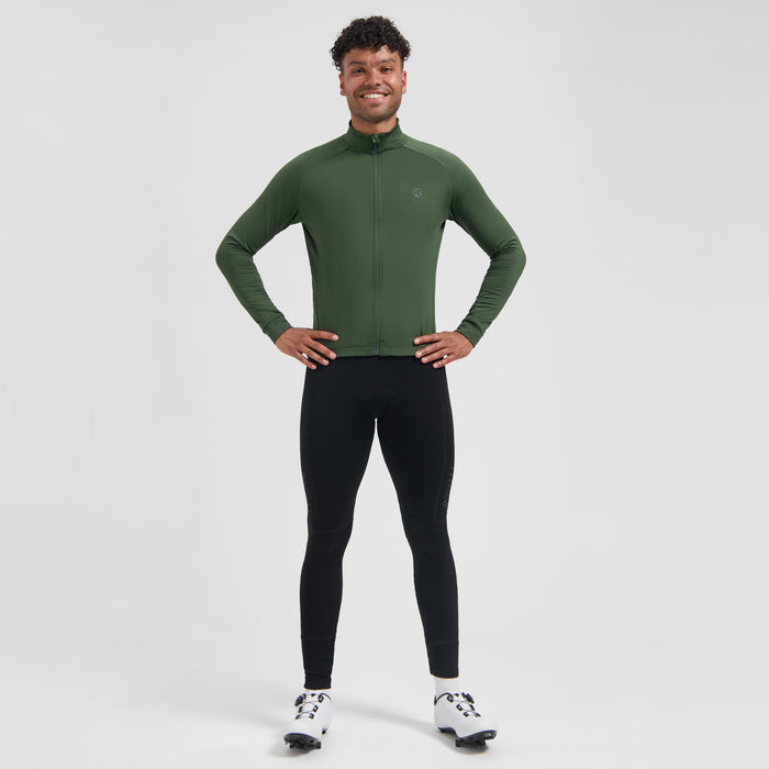 Rogelli Essential II fietsshirt heren groen lange mouw gedragen totaalshot