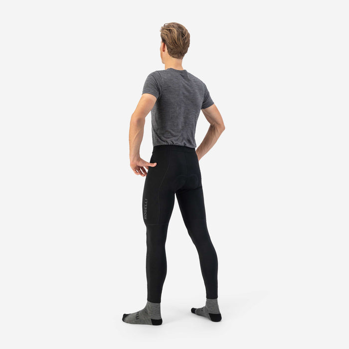 Rogelli Essential lange fietsbroek zonder bretels heren zwart gedragen voorkant.
