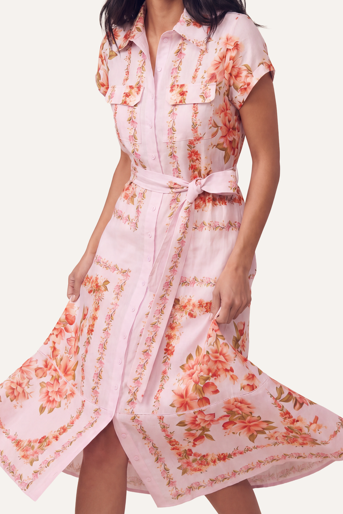 Estella Linen Dress In Pink Portofino