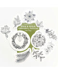 Festive Foliage Stick & Stitch Embroidery Patterns, Blackbird & Bloom