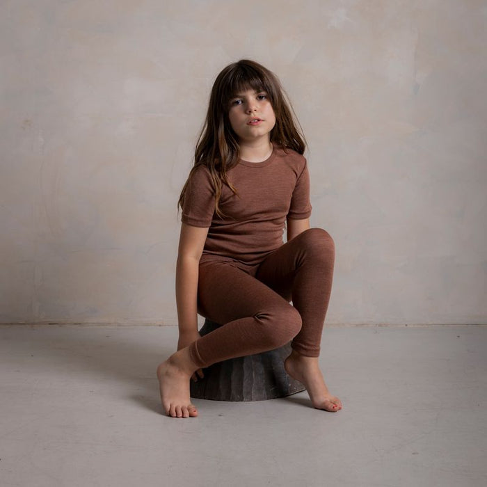 Finch Baby & Kids Leggings - Merino Wool & Silk - Russet