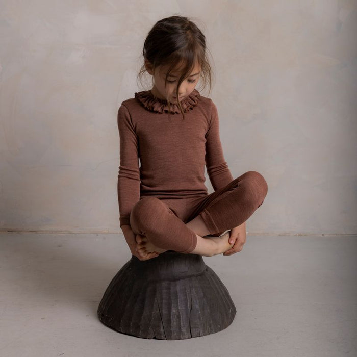 Finch Baby & Kids Leggings - Merino Wool & Silk - Russet