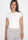 Fish Embroidered Baby Tee - Off White