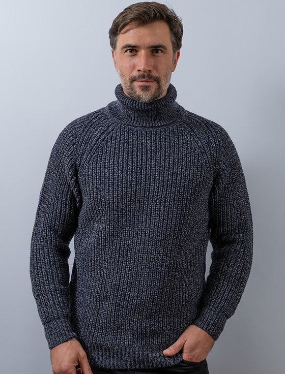 Fisherman's Merino Ribbed Turtleneck Sweater - Cormorant #color_cormorant