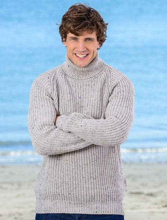Fisherman's Merino Ribbed Turtleneck Sweater - Oatmeal #color_oatmeal