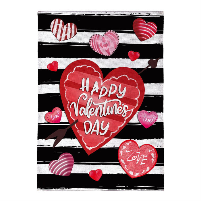 Flag Striped Hearts Burlap