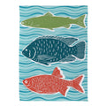 garden and large decorative flag with fish