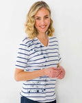 Floral Placement Print Striped T-Shirt - Image 1 - The Classic Boutique