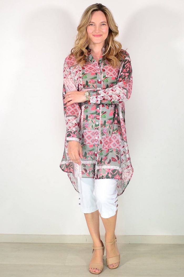 Floral Venice Long Tunic Shirt