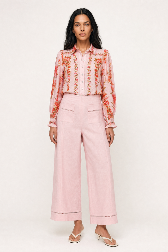 Florence Linen Pant In Blush