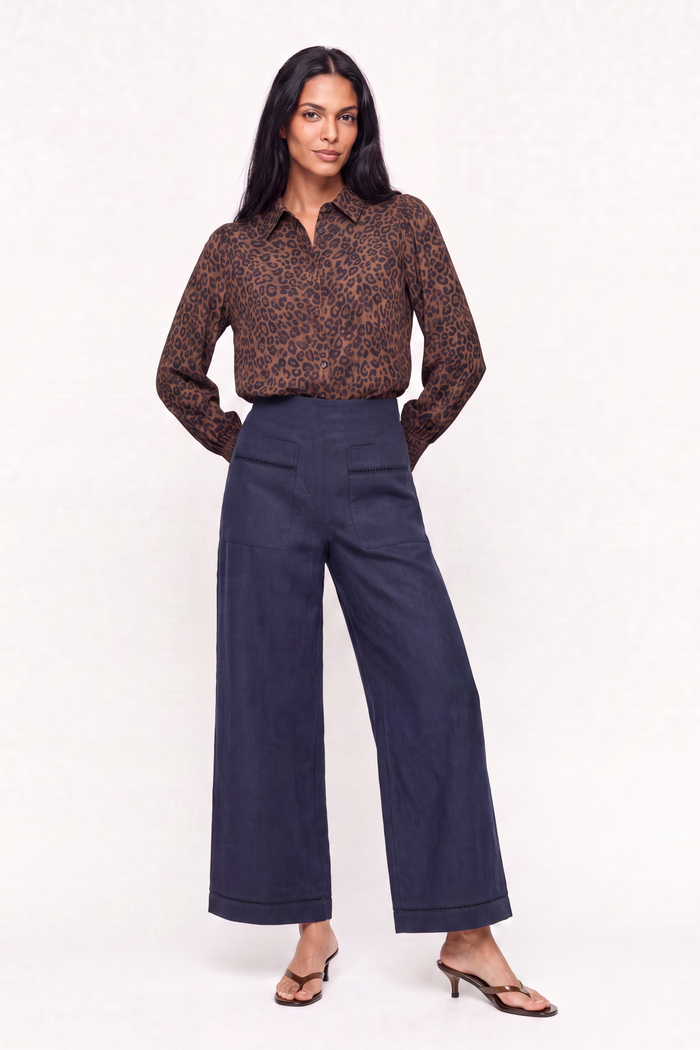 Florence Linen Pant In Navy