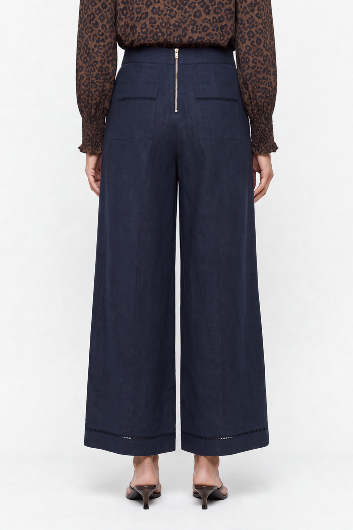 Florence Linen Pant In Navy