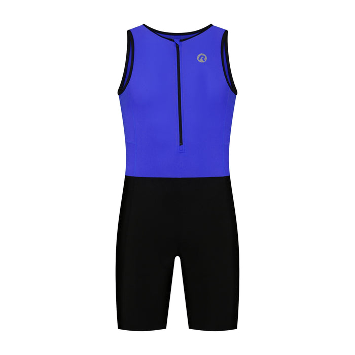 Rogelli Florida triathlonpak zonder mouwen zwart en blauw voorkant.