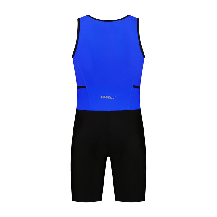 Rogelli Florida triathlonpak zonder mouwen zwart en blauw achterkant.