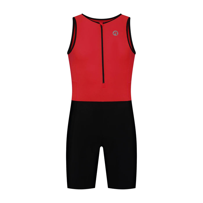 Rogelli Florida triathlonpak zonder mouwen zwart en rood heren gedragen voorkant.