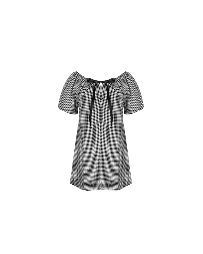 FLORY MINI DRESS BLACK GINGHAM