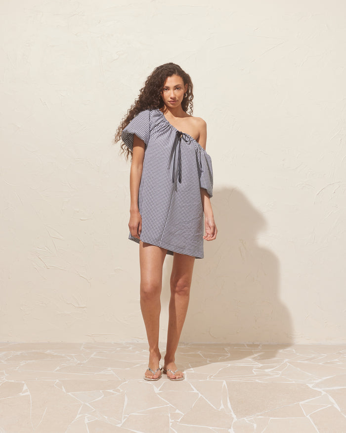 FLORY MINI DRESS BLACK GINGHAM