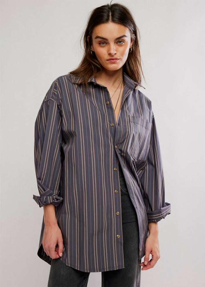 Freddie Striped Shirt - Grey Combo