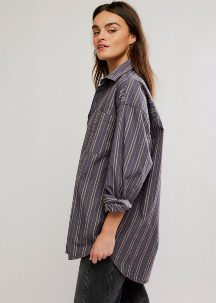 Freddie Striped Shirt - Grey Combo