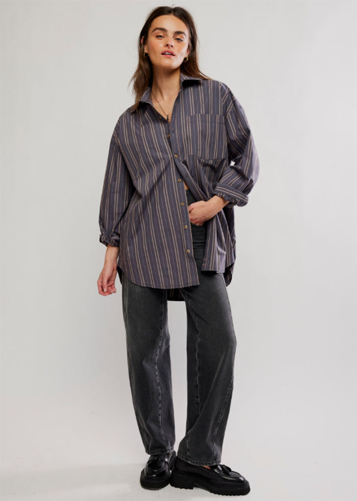 Freddie Striped Shirt - Grey Combo