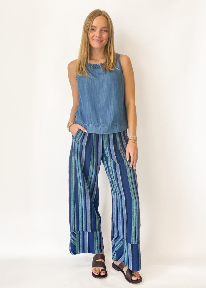 Free People - Days End Solar Linen Stripe - Navy Combo