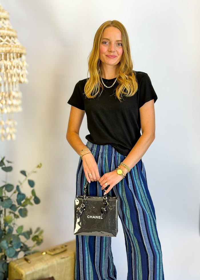 Free People - Days End Solar Linen Stripe - Navy Combo