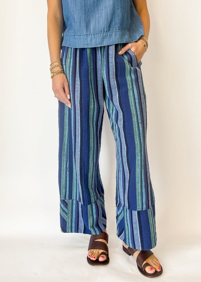 Free People - Days End Solar Linen Stripe - Navy Combo