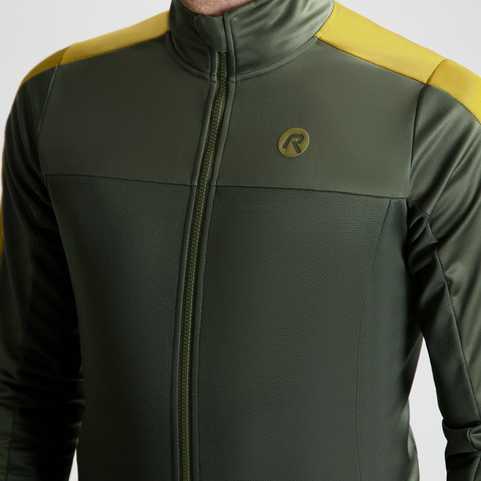Detail van Rogelli Freeze fietsjack heren groen voorkant.