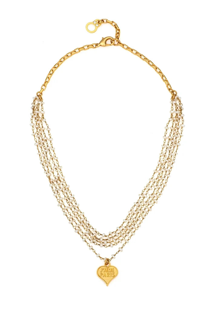 French Kande Elysande Necklace Pearl Saumur Gold Pendant