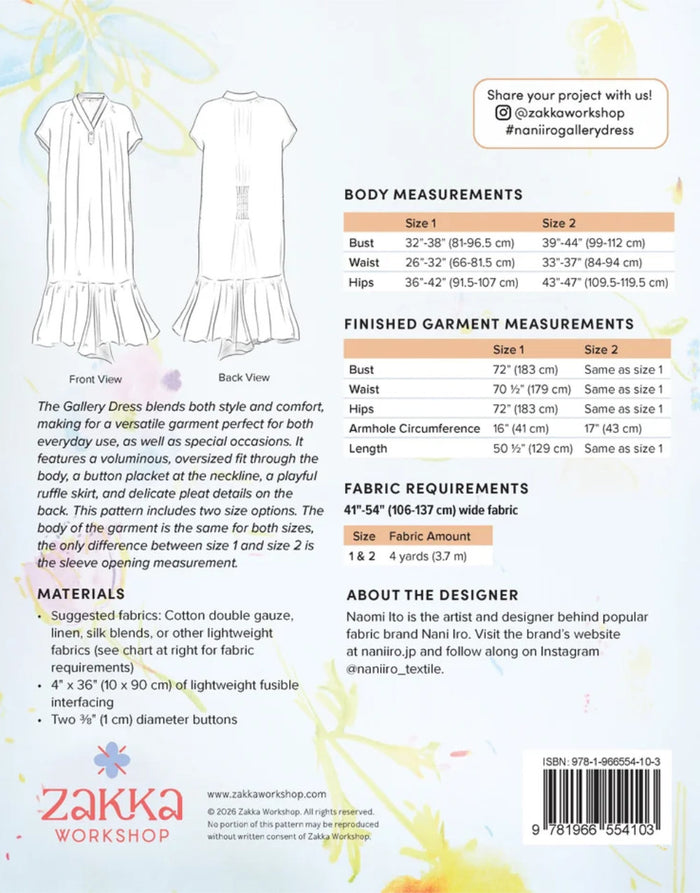 Gallery Dress Sewing Pattern, Naomi Ito for Nani Iro