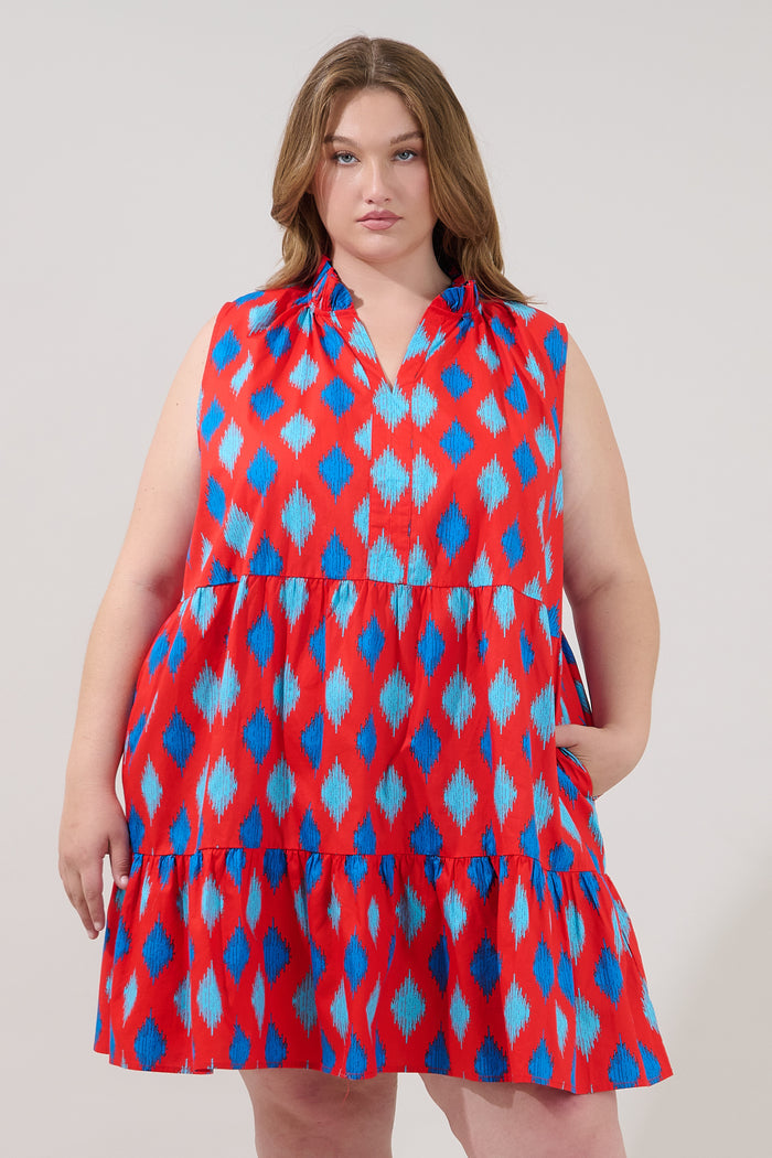 Gemmely Shift Mini Dress Abstract Curve