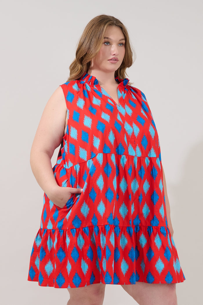 Gemmely Shift Mini Dress Abstract Curve