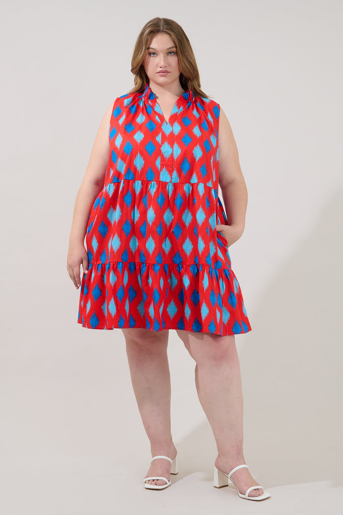 Gemmely Shift Mini Dress Abstract Curve