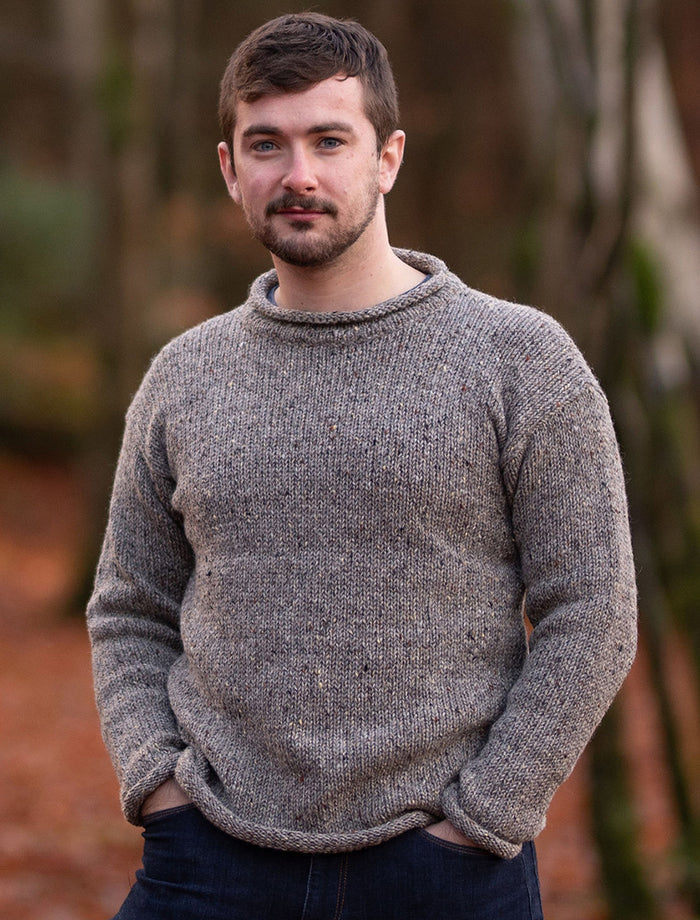 Gents Roll Neck Sweater - Pebble Grey #color_pebble-grey