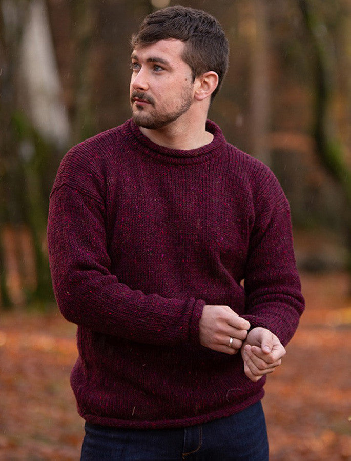Gents Roll Neck Sweater - Cranberry #color_cranberry