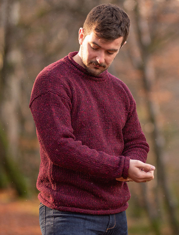 Gents Roll Neck Sweater - Cranberry #color_cranberry