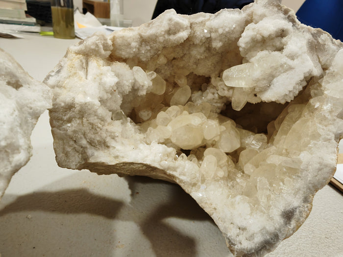 Earthstore® GIANT Split GEODES aka Snowballs - Selenite, Calcite, Quartz inside. 5.4kg