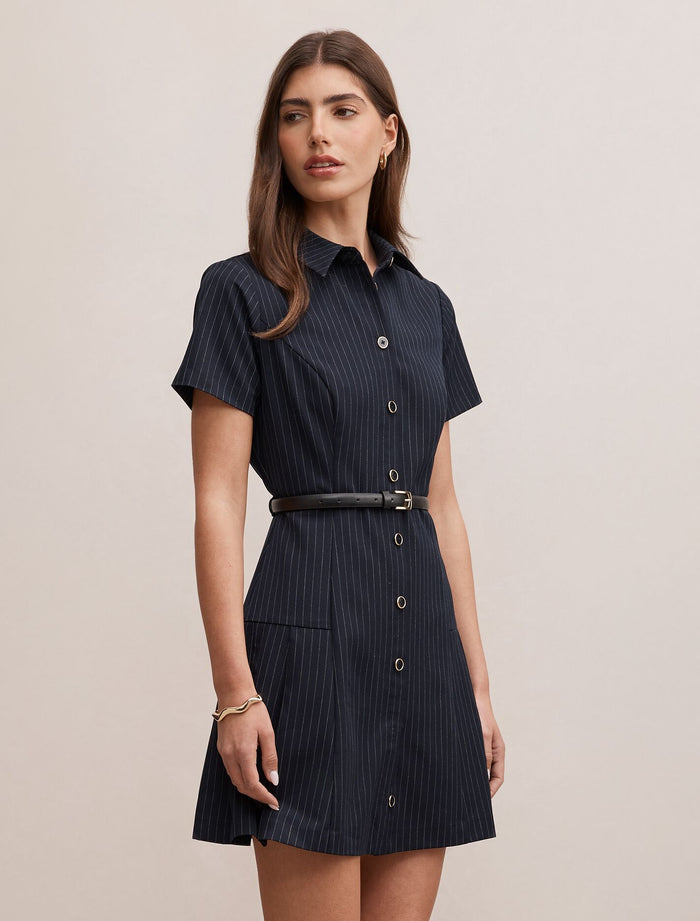 Gigi Pleated Button Down Mini Dress Forever New