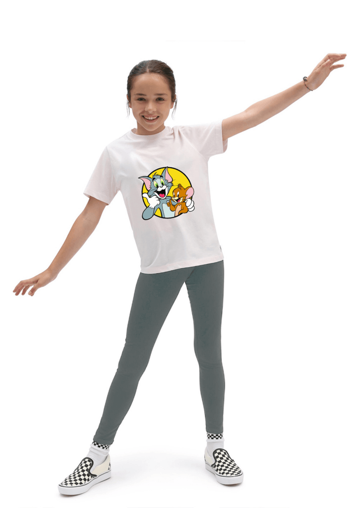 Girls T-shirt and legging set  white shirt and grey leggings (Tom & Jerry) - Hinz Clothing