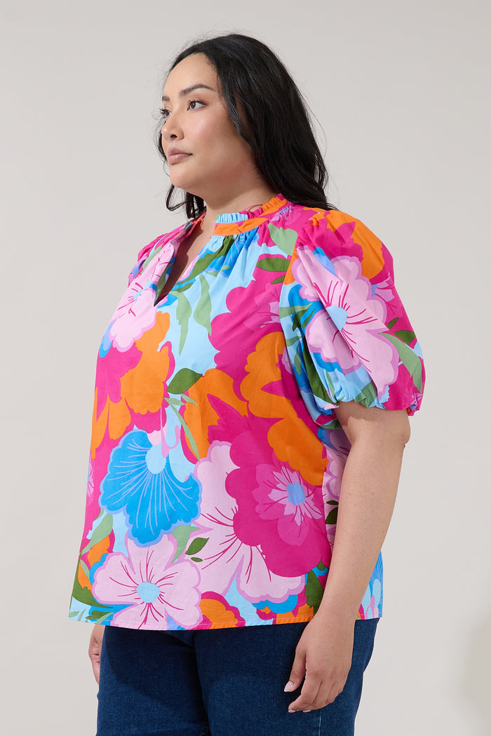 Gretna Ruffle Blouse Zaira Floral Curve